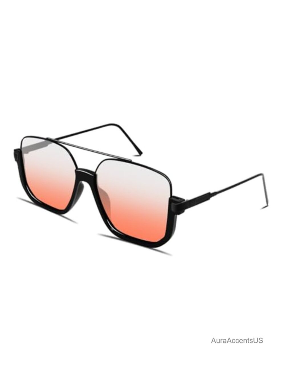 Oversized Square Semi-Rimless Aviator Sunglasses UV400 Retro 70s Unisex